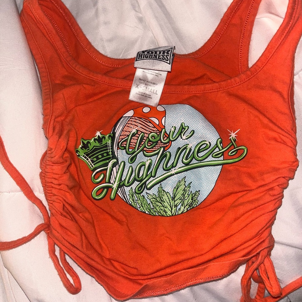 Orange Ruched Crop Tank Top